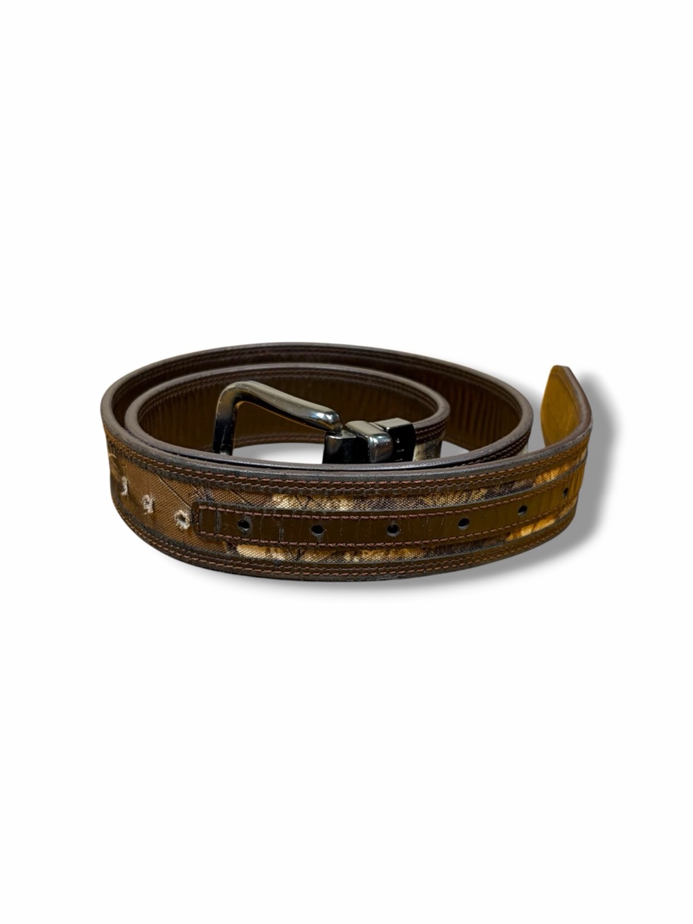 Realtree Mens Size 38-40 Leather Brown Camouflage Belt Reversible